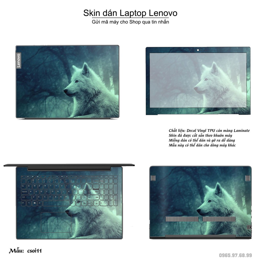 Skin dán Laptop Lenovo in hình sói tuyết