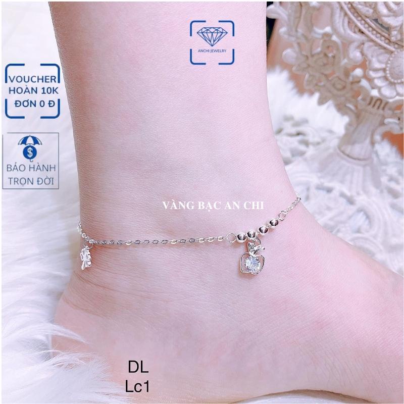 Lắc chân nữ bạc ta mix chuông , chuồn chuồn , túi tiền , quả lắc , bông hoa , ngôi sao, Anchi jewelry