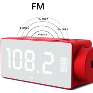 Projection Alarm Clock Bluetooth Speaker With Wireless Charging Diy Ringtone,One