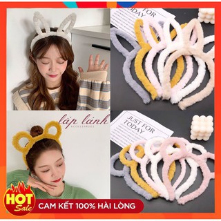 Cài tóc nhung lông phối tai thỏ đáng yêu