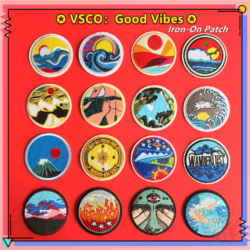 Hình dán ủi thêu chữ vsco good vibes kích thước 6cm thiết kế thời trang thủ công