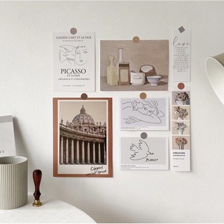 POSTCARDS/ Bộ 6 miếng postcards dán tường, decor tường phong cách vintage