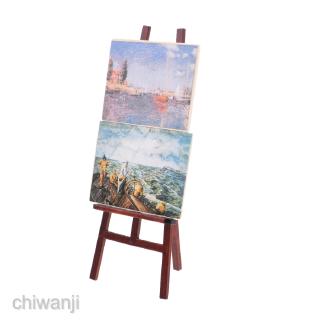 [Chiwanji] Giá đỡ thu nhỏ nhà búp bê 1: 12 với 2 bức tranh Trang trí hình ảnh