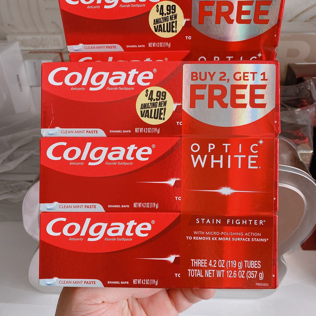 Kem đánh răng Colgate Optic white 119g Mỹ Cam Kết Chính Hãng