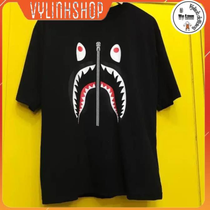 Áo thun unisex ⚡VYLINHSHOP ⚡ Áo phông Bape Shark Cá MậpTee ZIPPER Streetwear đen oversize