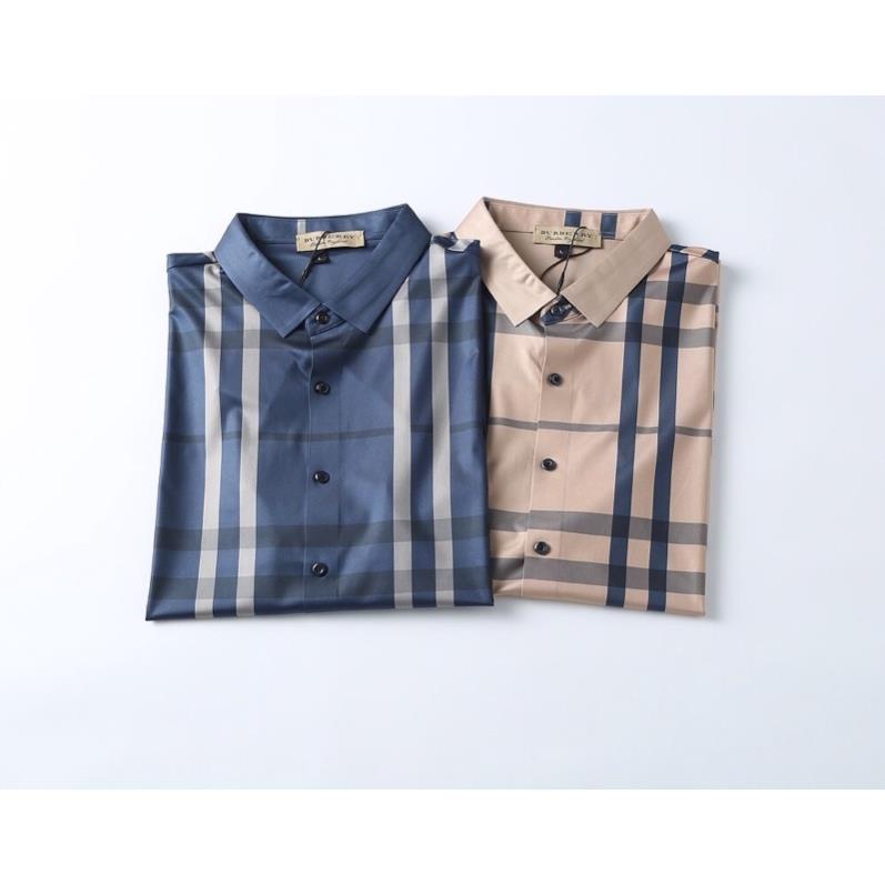 Áo sơ mi nam ngắn tay cao cấp thương hiệu Burberry kẻ caro trẻ trung thời trang lịch lãm New