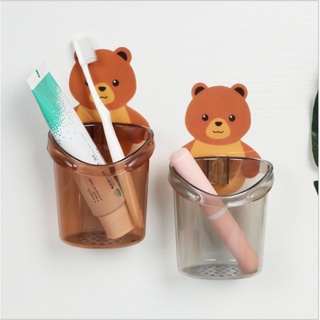 cốc đựng bàn chải, kem đánh răng, đồ vặt hình gấu dán tường Chum N15