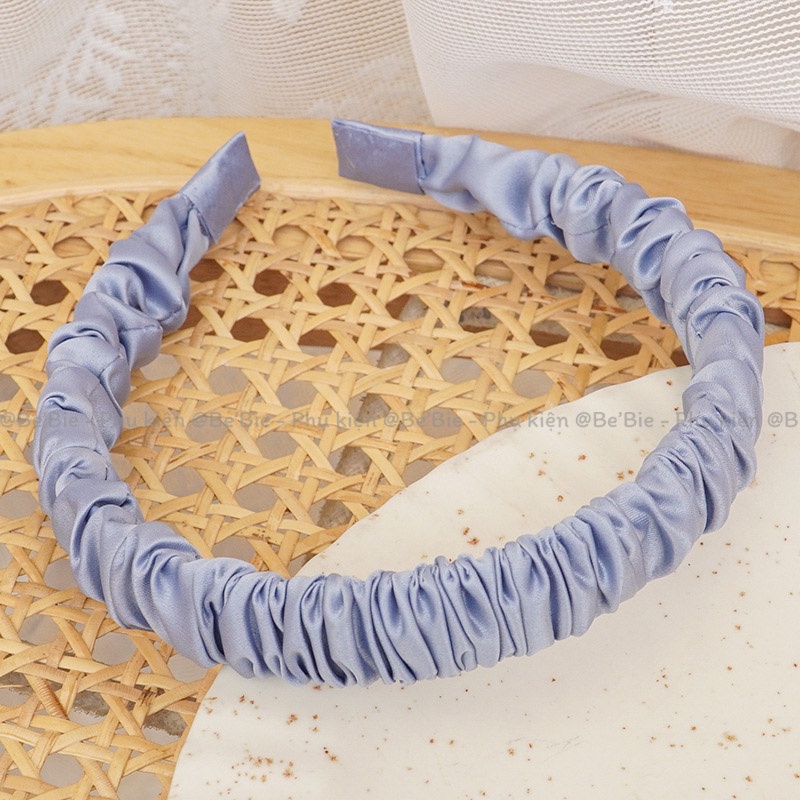 Cài tóc lụa satin nhún màu pastel gọng to BeBie - BP361