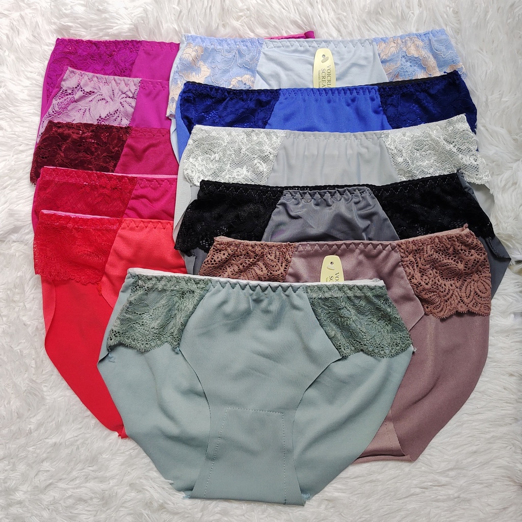 [Combo 5 quần] Quần Lót Nữ Thun Phối Ren Không Đường May Form Trung