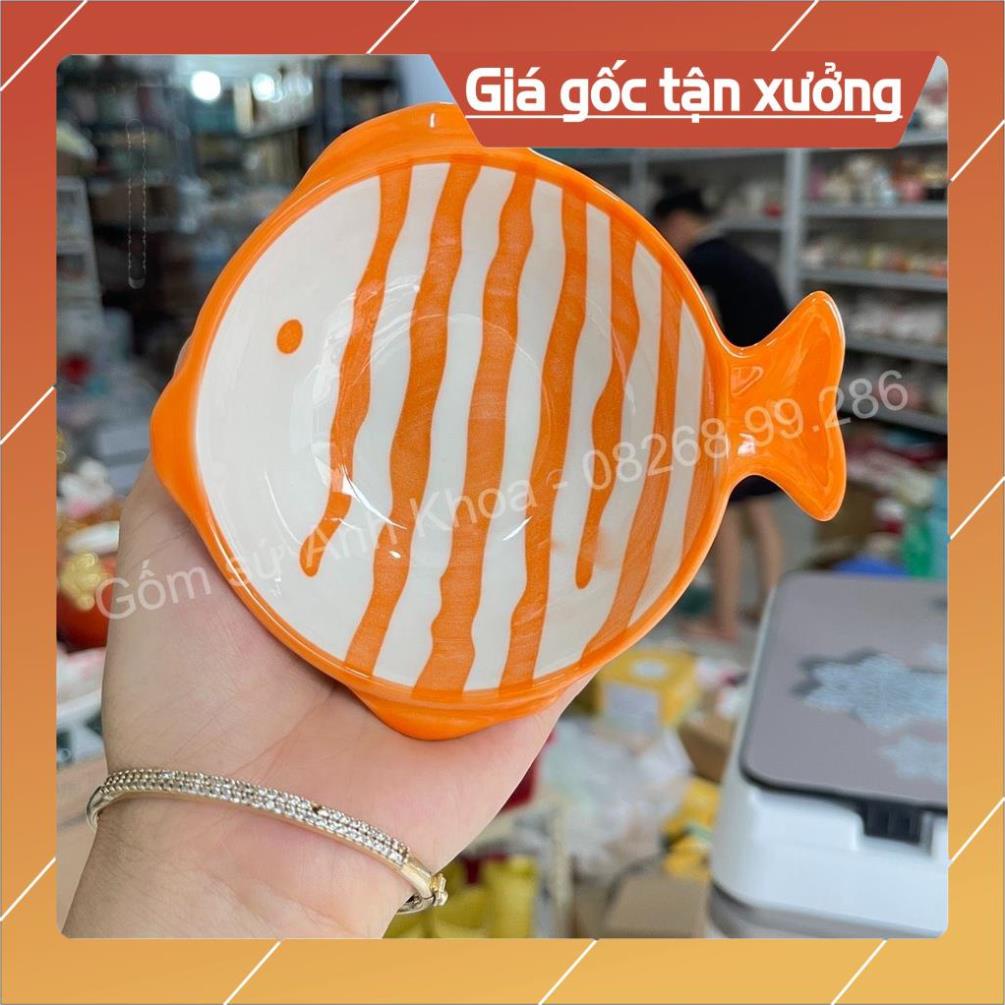 Siêu Sale -  Bộ Chén Dĩa Sứ Bát Ăn Cơm Đĩa Sứ Decor cao cấp Bộ bát đĩa màu cam 17 món cute.