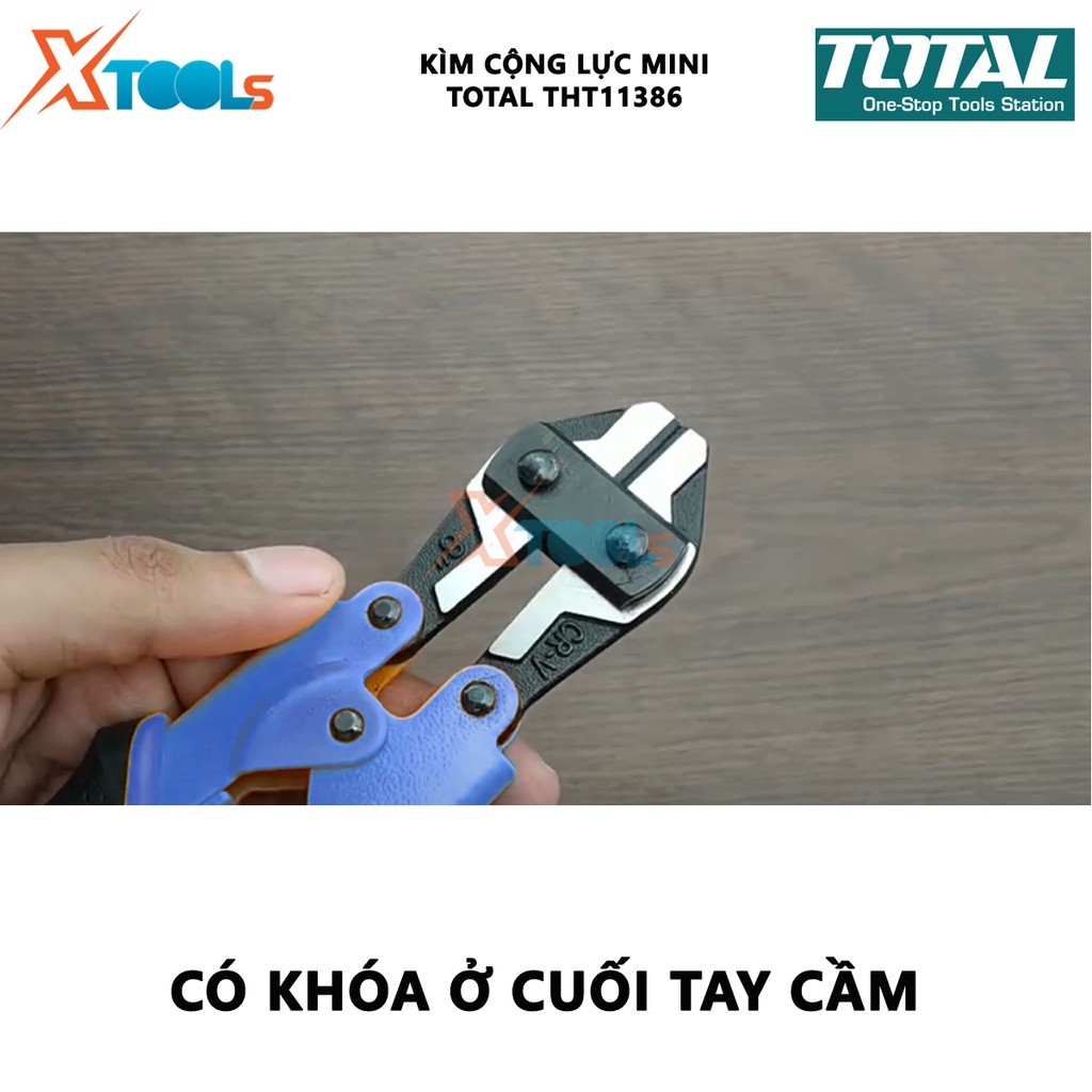 Kìm cộng lực đa năng mini TOTAL THT11386 8&quot; Kềm cộng lực mini thép Cr-V chống rỉ siêu cứng cắt sắt kim loại cáp dây điện