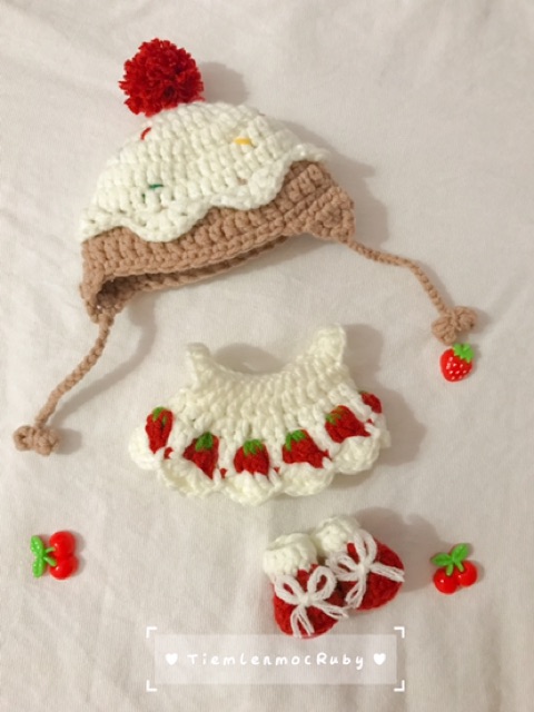 Set đầm + mũ cho doll 10cm,15cm,20cm