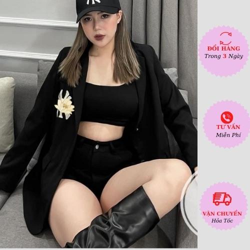 Áo khoác vest blazer nữ huy hiệu chữ dài tay oversize phom rộng công sở cá tính ulzzang Hàn Quốc