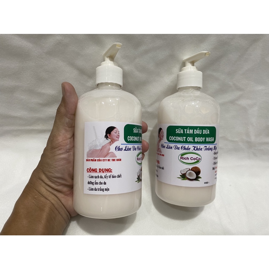 SỮA TẮM DƯỠNG ẨM TRẮNG DA DẦU DỪA - RICH COCO - COCONUT OIL BODY WASH - CHAI 500ML