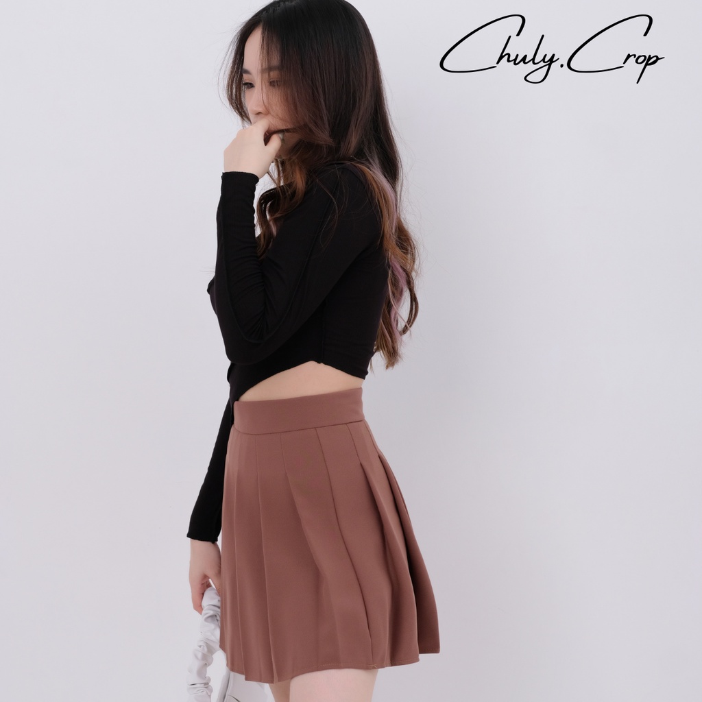 Áo croptop vạt lệch siêu trendy. Croptop tay dài vạt xéo tam giác. crop top giả trái tay dài tà xéo