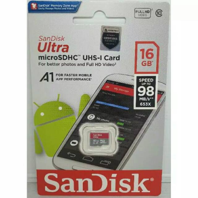 Linh Kiện Điện Tử Dsmcutting - Sandisk Ultra Microsdhc Uhs-i Class 10 16gb 98mb / S A1