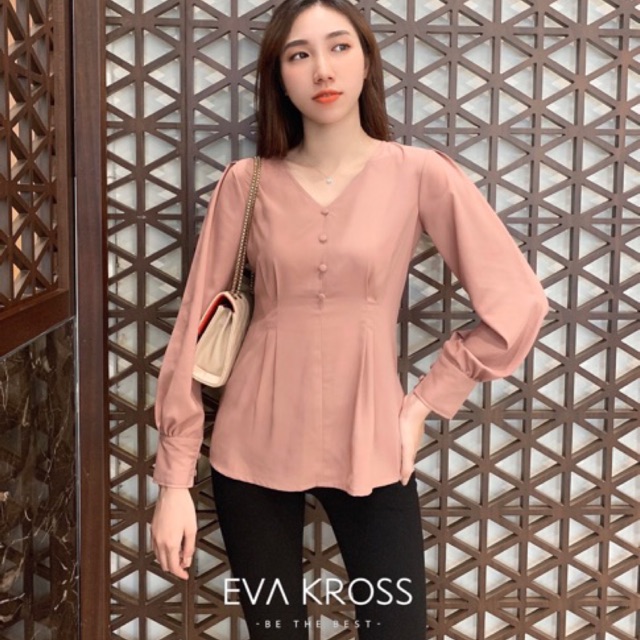 Áo xếp ly eo hồng đất EKS122 - EVA KROSS | BigBuy360 - bigbuy360.vn