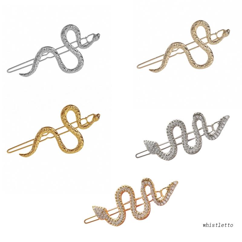 Kẹp Tóc Dạng Rắn Màu Vàng / Bạc Phong Cách Vintage Dành Cho Nữ