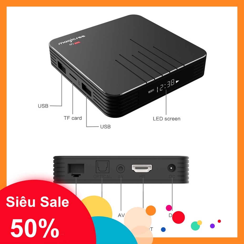 $$$$ Android Tivi Box Magicsee N5 Max - Ram 2GB, Rom 16GB, Android 9.0 ( Có Bản Rom ATV) - Bảo Hành 2 Năm $$$