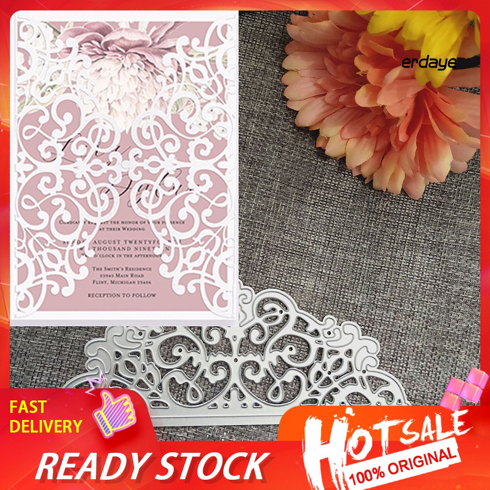 Khuôn Cắt Giấy Làm Từ Kim Loại Hình Khung Viền Ren Hoa Trang Trí Scrapbook