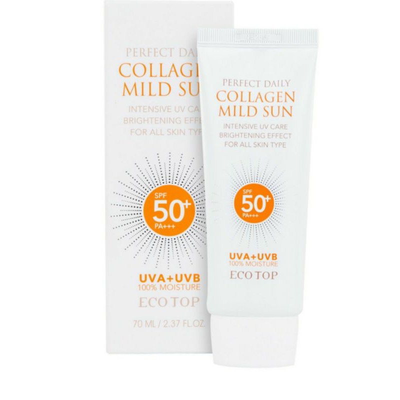 KEM CHỐNG NẮNG ECOTOP PERFECT DAILY COLLAGEN MILD SUN SPF50+/PA+++ 70ML •