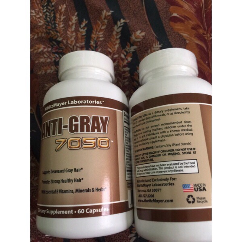 Viên uống hỏ trợ trị bạc tóc sớm ANTI -GRAY HAIR 7050 lọ 60 viên của MỸ