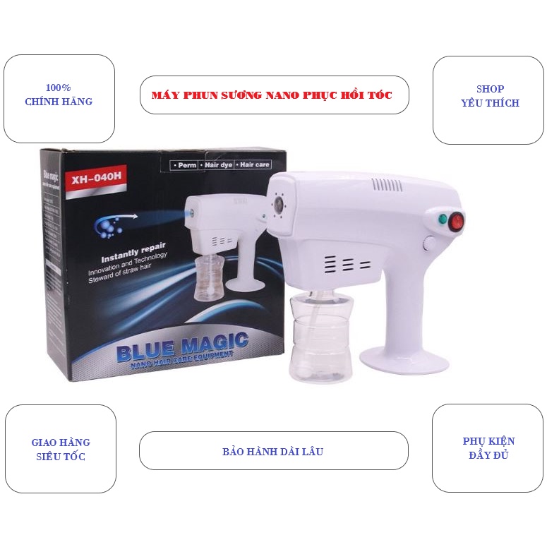 Máy phun sương nano phục hồi tóc Blue magic XH-040H (có đèn led)