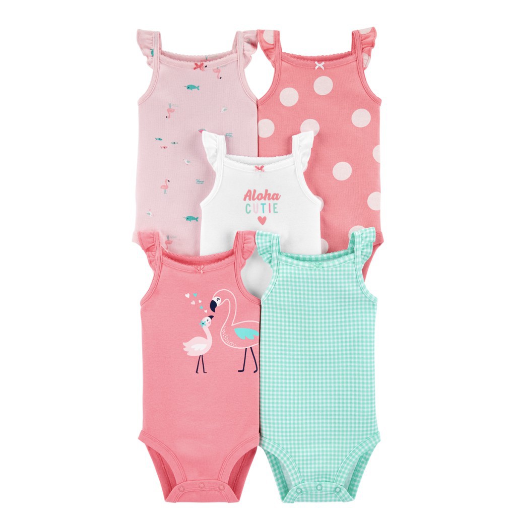 Bodysuit Carter's Sát Nách Nhập Mỹ Cho Bé Gái Set 5 Bộ