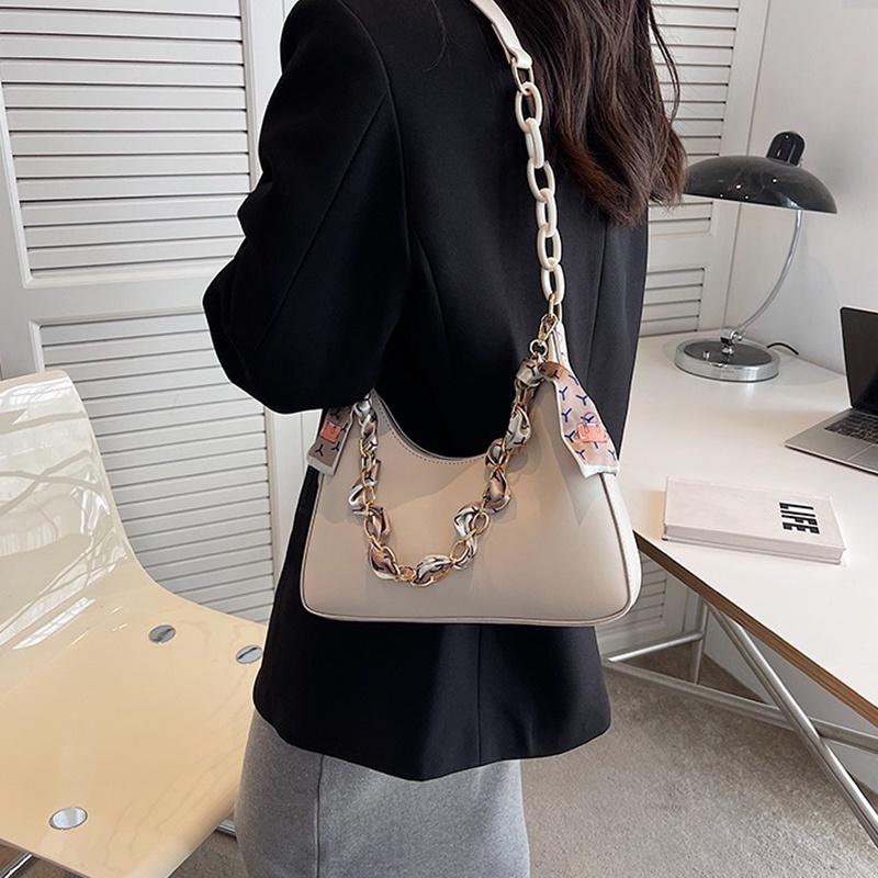 Túi xách IELGY bằng da phối khăn choàng lụa dễ phối đồ thời trang cho nữ