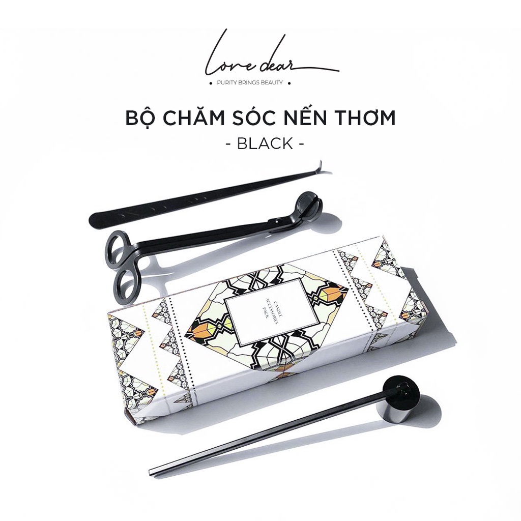 Bộ phụ kiện 3 món chăm sóc nến thơm LoveDear sáp thơm phòng cao cấp chất liệu thép không gỉ nhiều màu cực kỳ đẹp