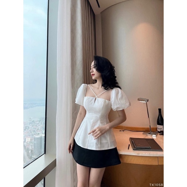 Áo Tay Phồng Chéo Dây 3 Màu