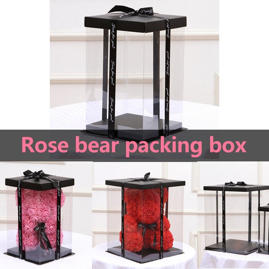 Hộp quà 25cm Hoa hồng Gấu Trái tim Hoa nhân tạo Hoa hồng Ôm Hộp đựng gấu bông