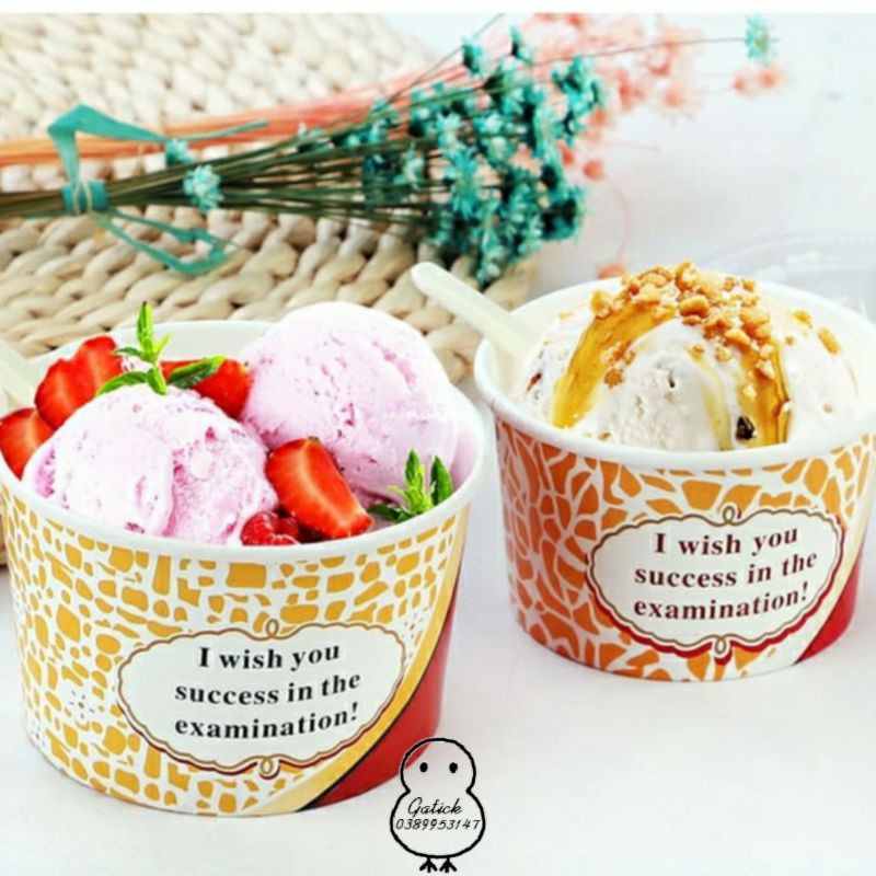 Sỉ 1 thùng  chiếc cốc giấy đựng kem nắp cầu- cốc nắp cừu