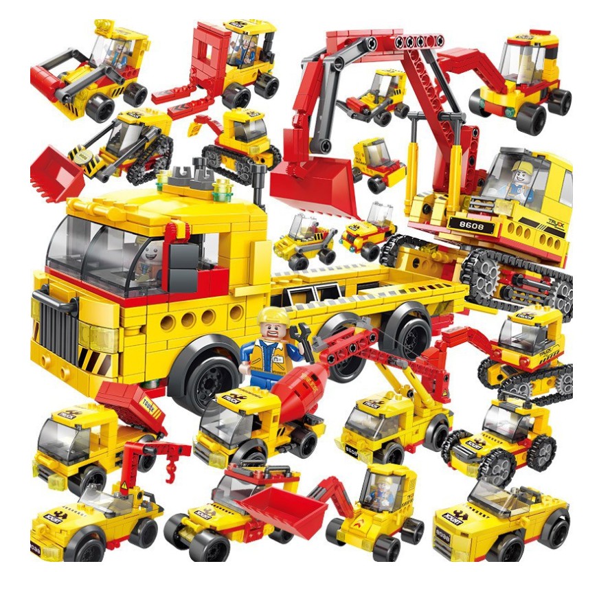 [816 CHI TIẾT] Bộ Đồ Chơi Lắp Ráp Xếp Hình LEGO OTO Biến Hình, Lắp Ráp Xe Cẩu, Máy Xúc, Xe Cứu Hỏa, Xe Tải