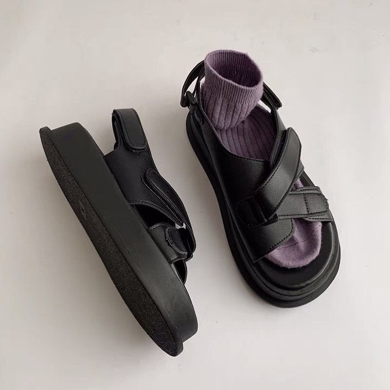 Giày Sandal Quai Dán Chéo p23maysh Êm Mịn Đi Học Đi Chơi Style Ulzzang Hot 2022