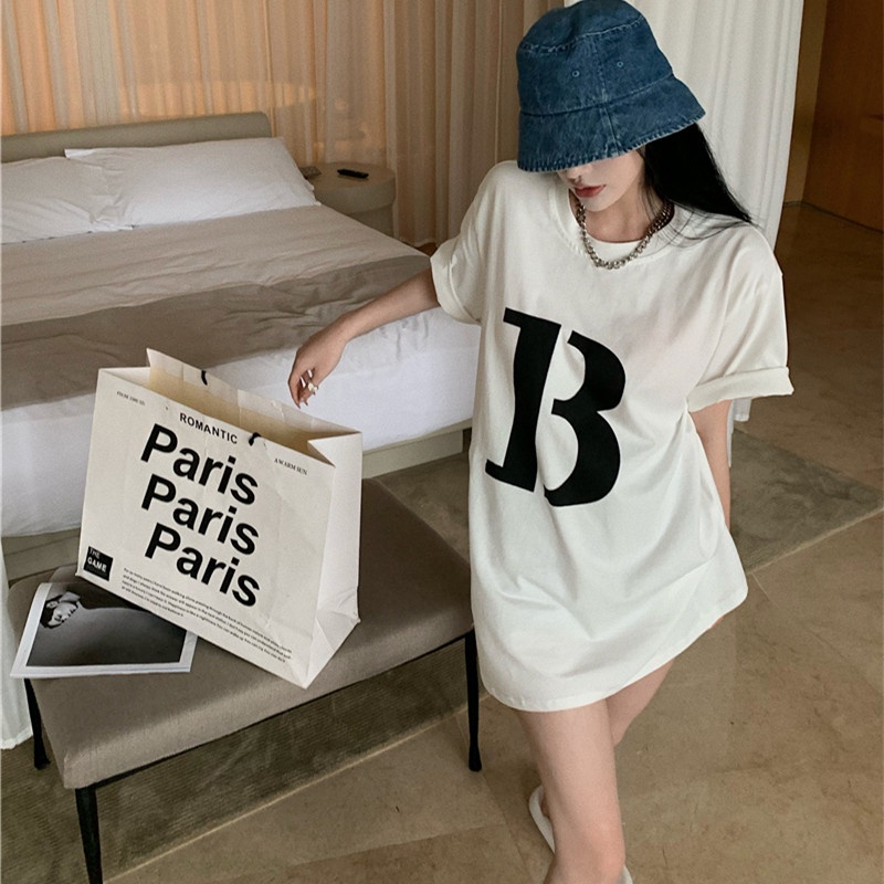 Áo Thun Tay Ngắn Dáng Rộng In Chữ Đơn Giản Trẻ Trung Hợp Thời Trang