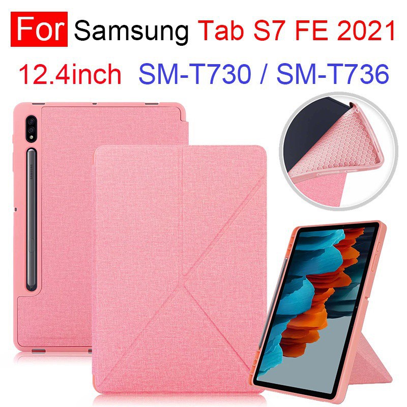 Bao Da Máy Tính Bảng Tpu Mềm Mỏng Có Ngăn Đựng Bút Cho Samsung Tab S7 Fe 12.4inch T730 T736