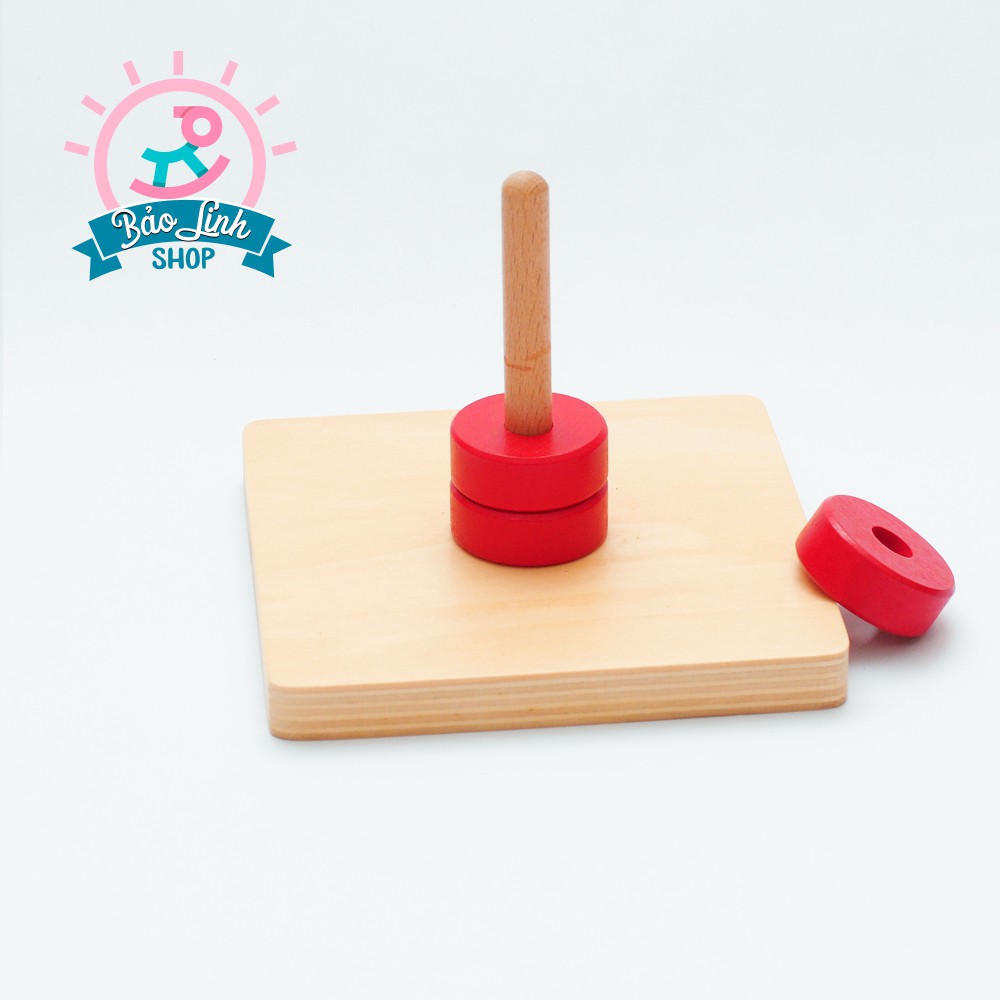 Giáo cụ Montessori 0-3 - Thả cọc khối tròn trên trụ thẳng đứng