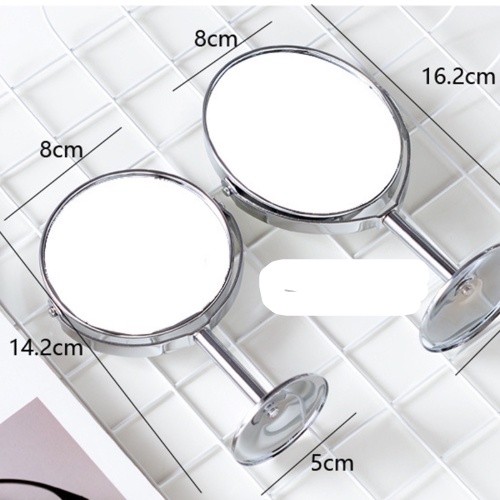 Gương trang điểm 2 mặt gập xoay 2 chiều 360 chân đứng để bàn viền inox, gương soi hai mặt makeup oval tròn mini phóng to
