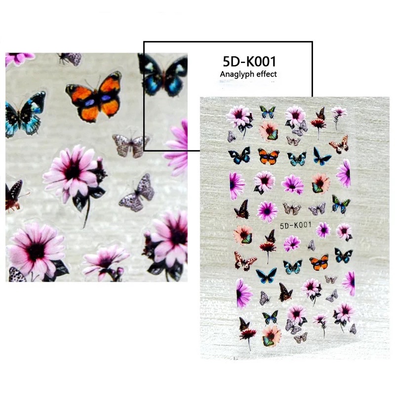 Sticker dán móng tay hoạ tiết bông hoa nổi 5D,hình dán móng tay hoạ tiết bông hoa nổi 5D trang trí móng tay nail