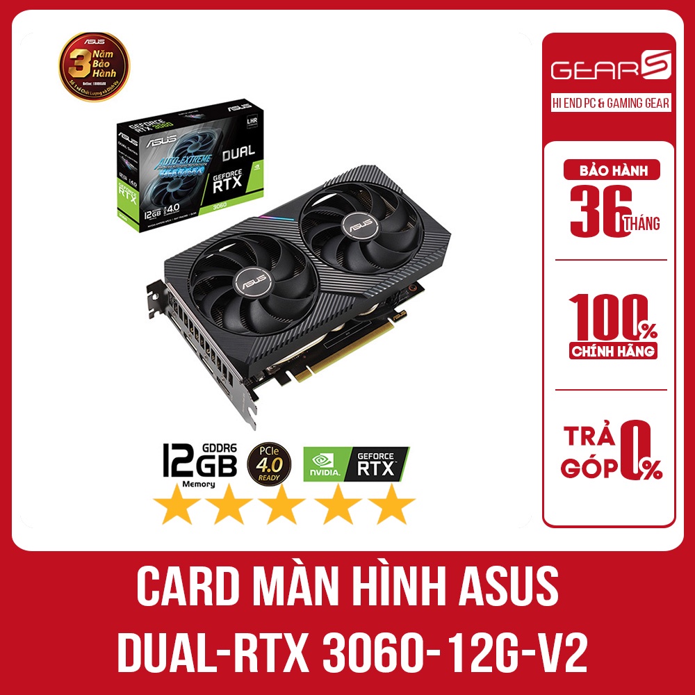 Card màn hình Asus DUAL-RTX 3060 - 12G-V2 - Bảo hành chính hãng 36 Tháng