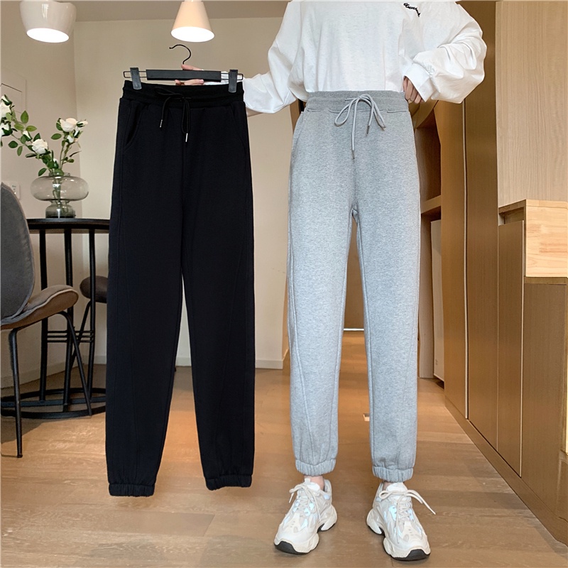 Quần thể thao ống rộng dáng dài thiết kế thời trang Hàn Quốc cho nữ