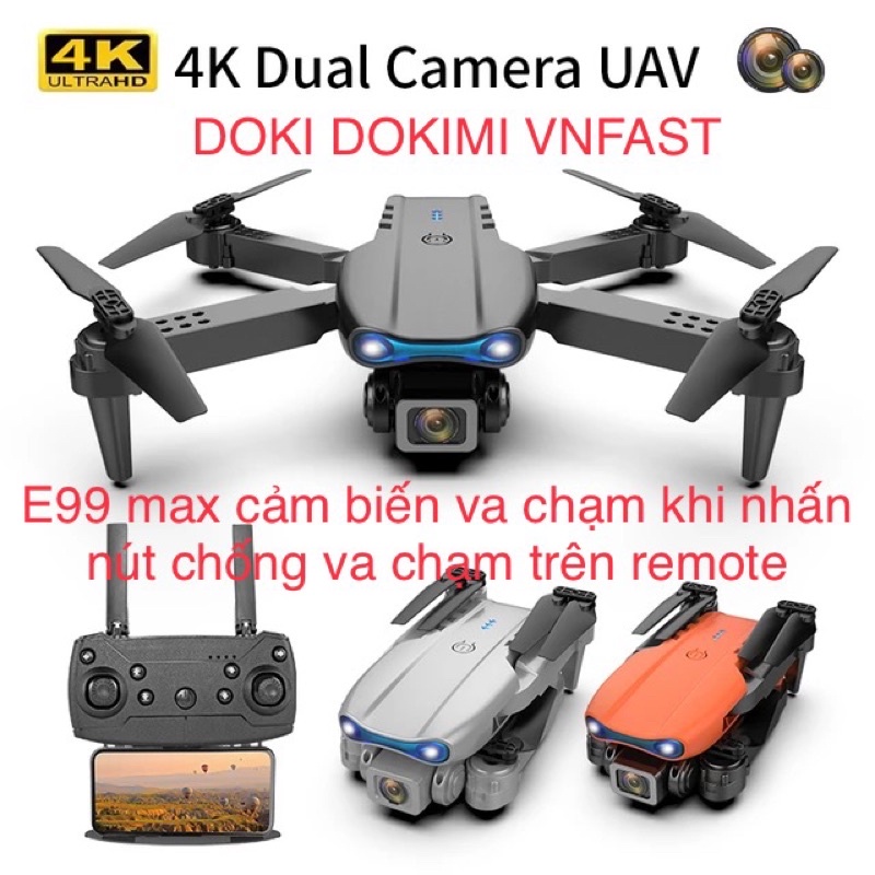 Flycam E99 Max 2022 - 2 camera - có cảm biến va chạm - flycam giá rẻ tập bay