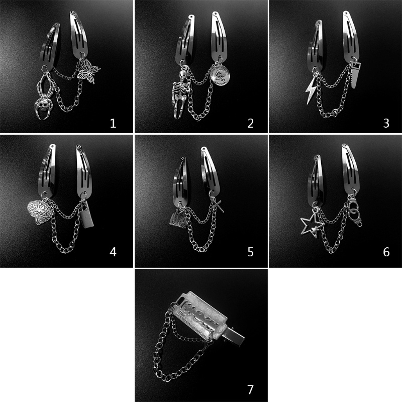 Dây Xích Kim Loại Kẹp Tóc Phong Cách Hip Hop Gothic Cổ Điển DIY