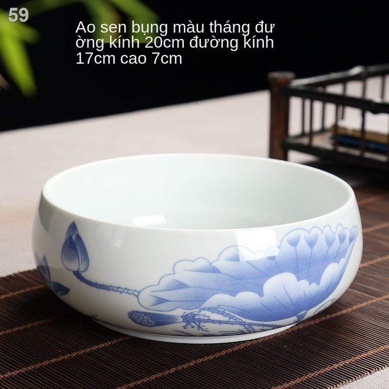 ﹊ ■ Trà Chậu rửa chén lớn Bàn chải gia dụng gốm sứ xanh và trắng Kung Fu bộ phụ kiện nước đạo số không với bát