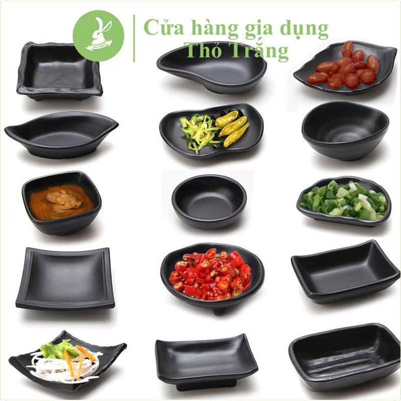 Chén chấm nhựa melamine đen nhám cao cấp đa dạng mẫu