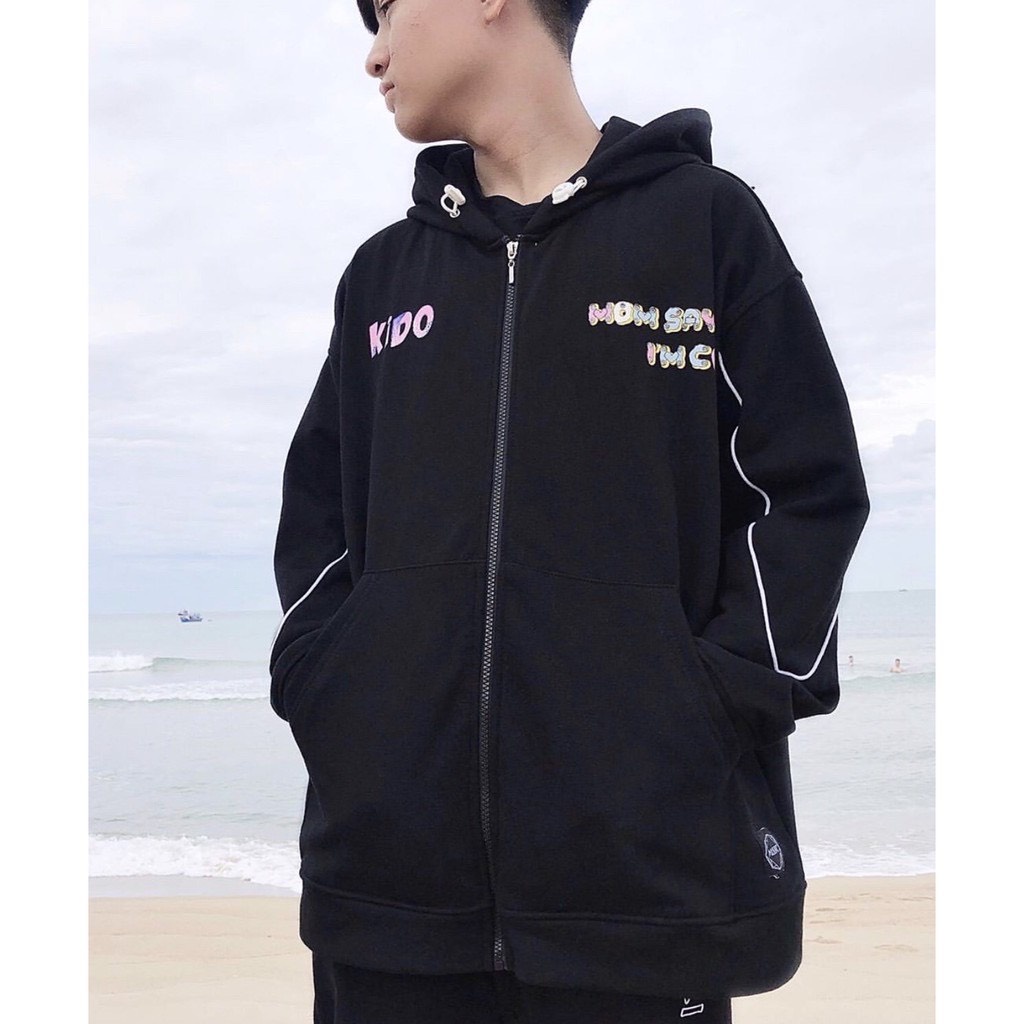 Áo khoác chống nắng hoodie có dây kéo foem rộng 4YOUNG FASHION KIDO