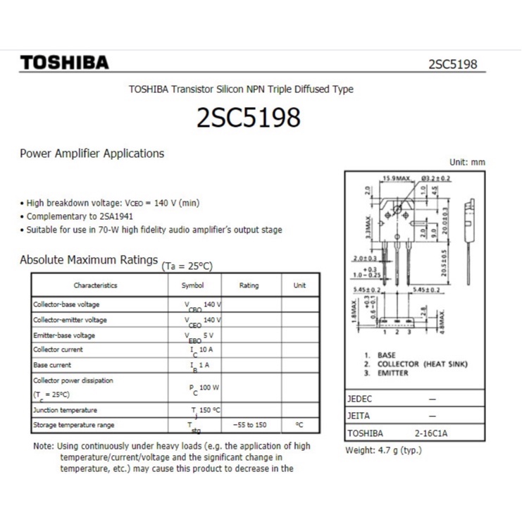 Cặp sò A1941 C5198 hàng tháo máy chân dài lưng đồng đẹp