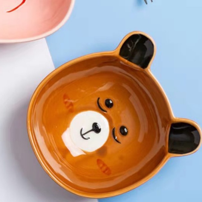 Bát Ăn Dặm Sứ Tráng Men Cao Cấp Hình Gấu Nâu Bự AD17 Xinh Xắn Cho Bé Ăn Dặm YOOTA BABY