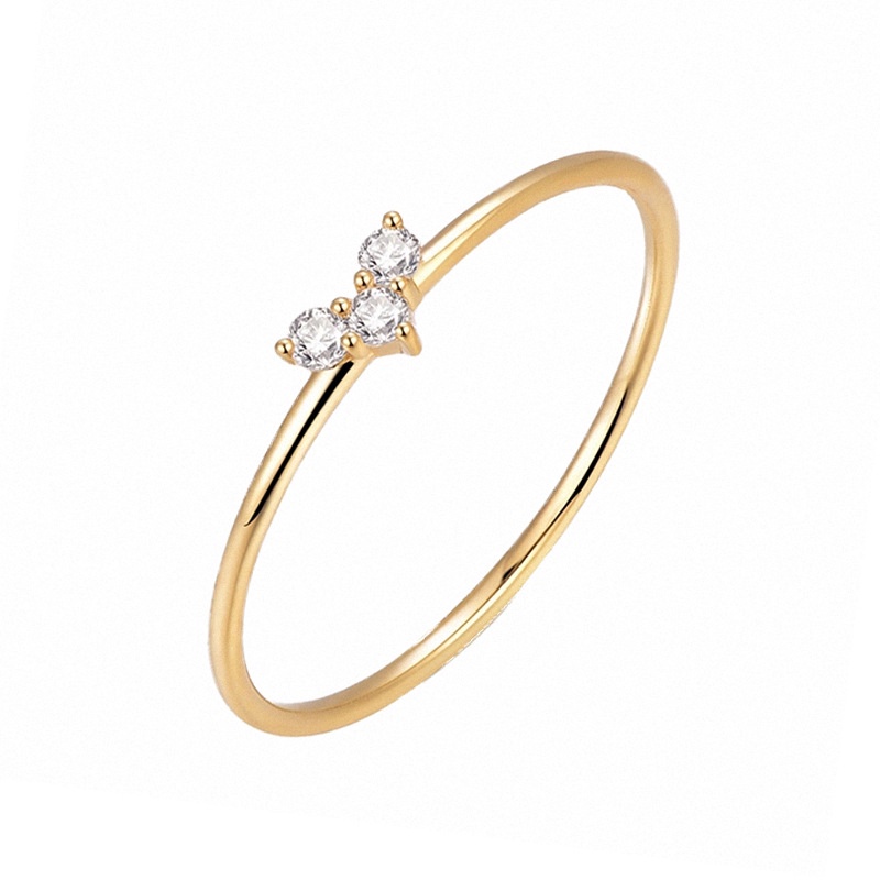 Nhẫn Đính Hôn Chất Liệu Thép Titan Mạ Vàng Bạc Đính Đá Zircon Hình Trái Tim Thời Trang
